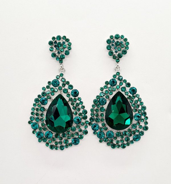 New Size! Green Pageant Favourite Earrings at 3 inch