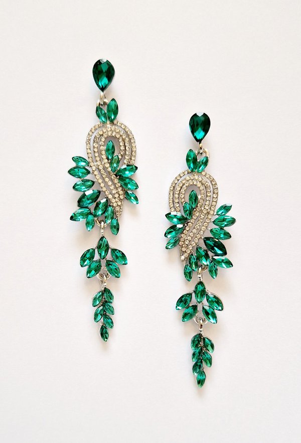 Green 3.5 inch Earrings