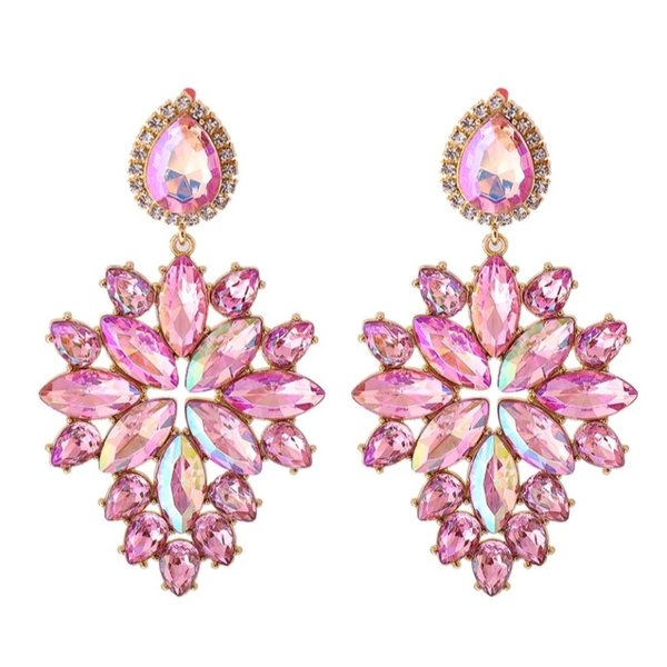 Baby Pink & Baby Pink AB 3.5 inch Earrings