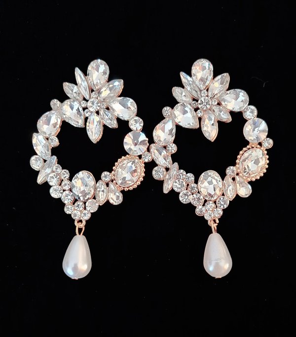 Clear & Pearl 3 inch Earrings