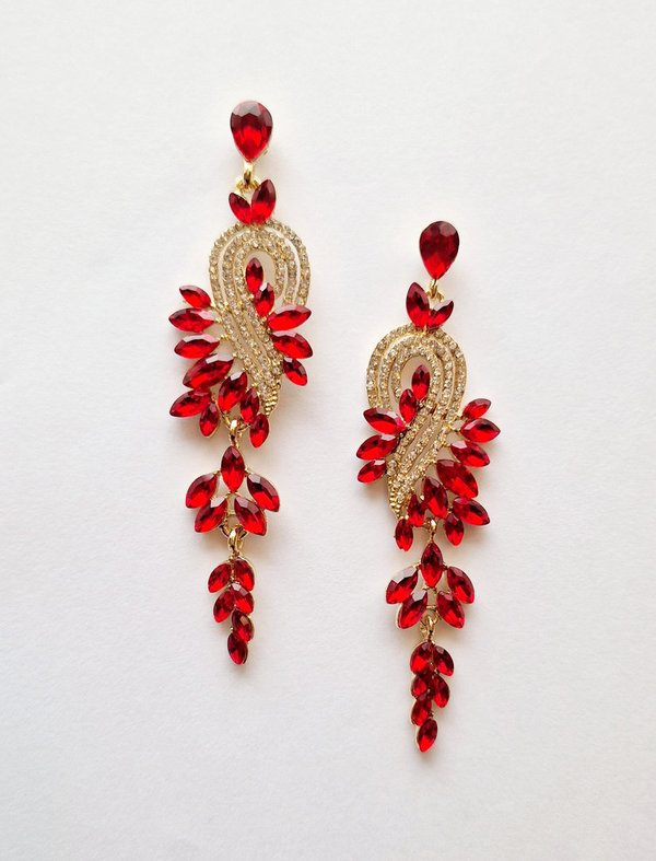 Red & Clear 3.25 inch Earrings