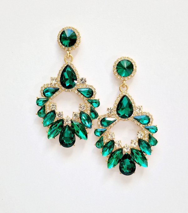 Green & Clear 2.75 inch Earrings