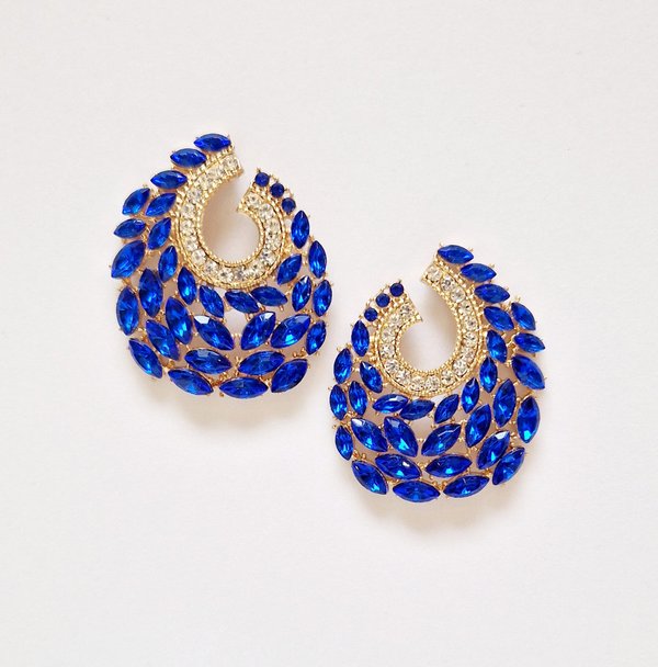 Royal Blue & Clear 1.5 inch Earrings