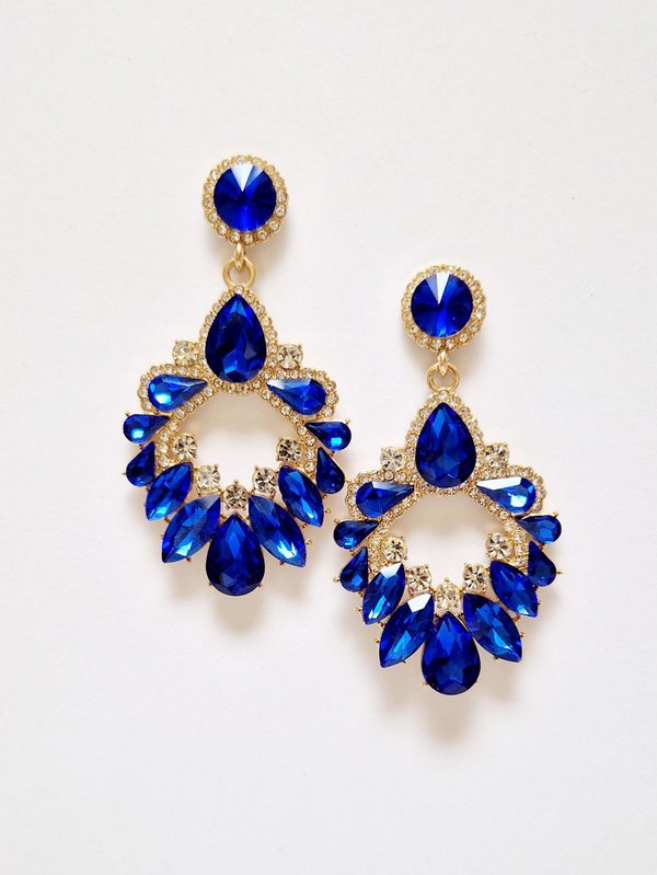Royal Blue & Clear 2.75 inch Earrings