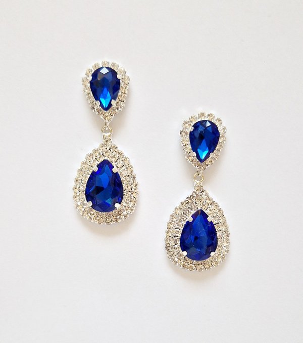 Royal Blue & Silver 2.25 inch Earrings