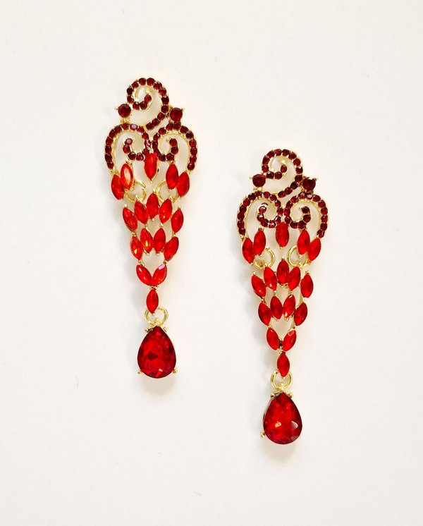 Red & Dark Red 3 inch Earrings