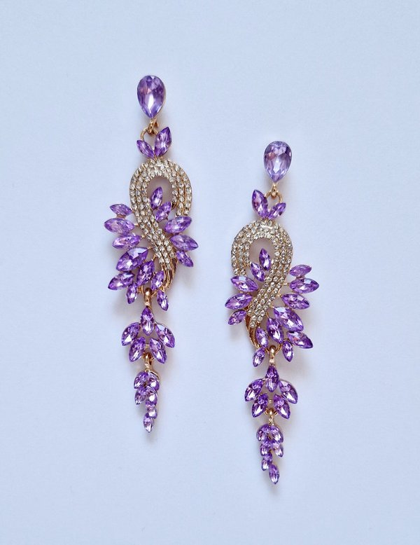 Lilac & Clear 3.5 inch Earrings