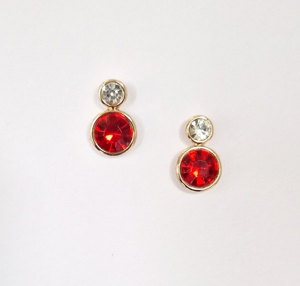 Clear & Red Dainty 1.6 cm Earrings