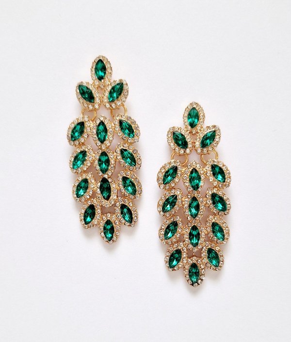 Green & Clear 2.5 inch Earrings