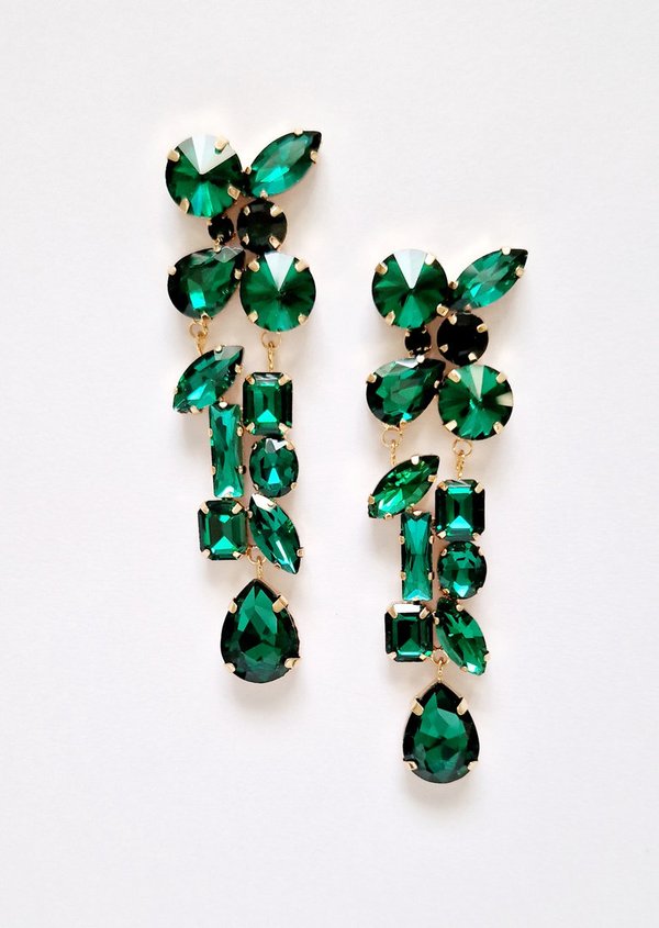 Green 3.5 inch Earrings