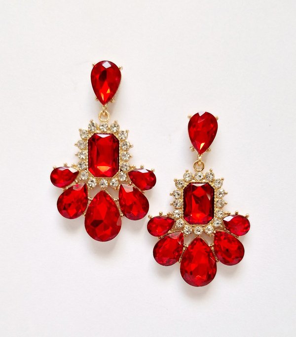 Red & Clear 2.5 inch Earrings