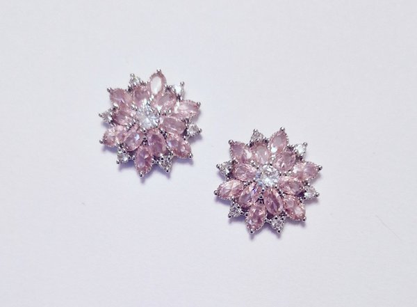 Baby Pink & Silver 0.75 inch Earrings