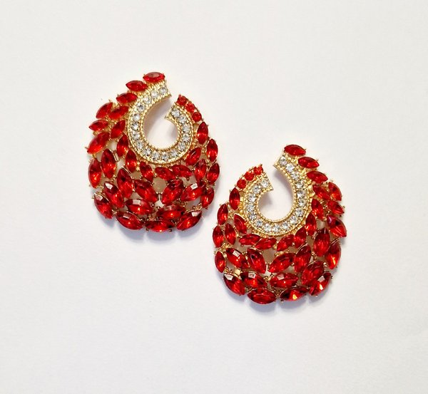 Red & Clear 1.5 inch Earrings